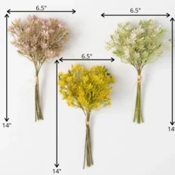Stems & Bouquets-Kirkland's Home Springtime Wildflower Bundles, Set Of 3 Green/Yellow/Pink
