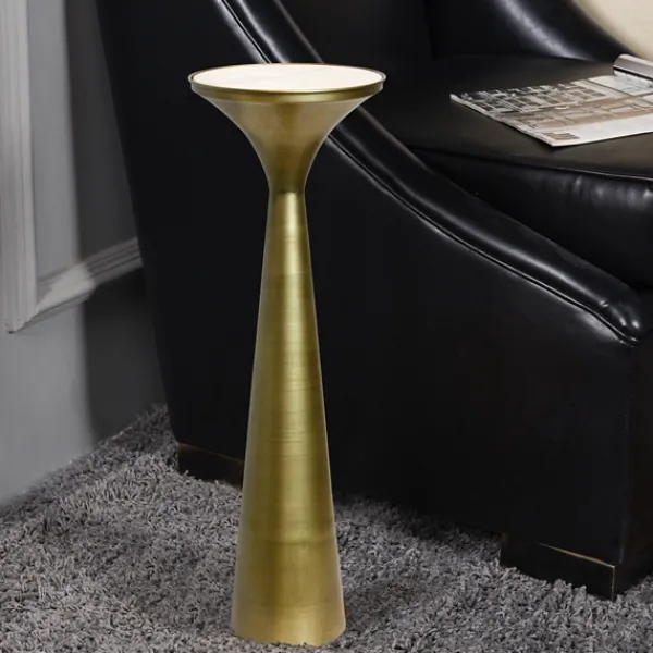 Accent & End Tables-Kirkland's Home Spun Gold Metal Tapered Cocktail Table Gold/White