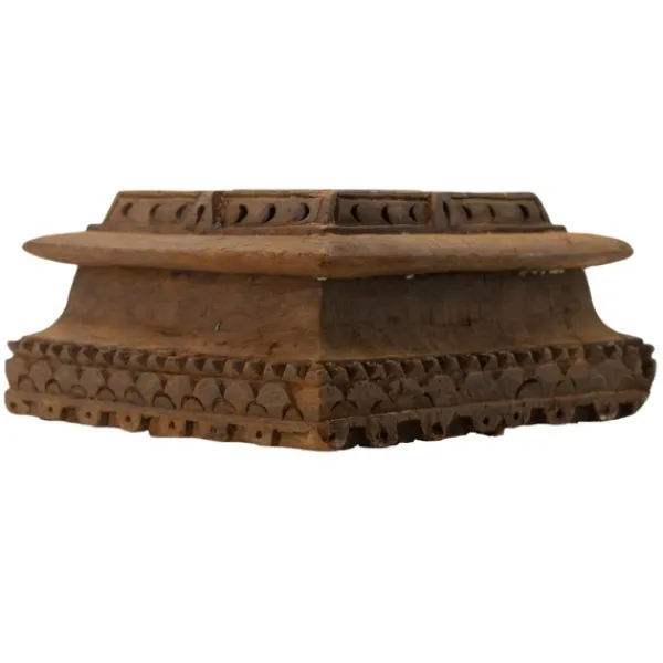Candle Holders-Kirkland's Home Square Carved Wood Pillar Candle Holder Brown