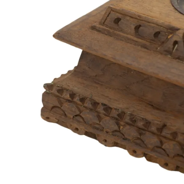 Candle Holders-Kirkland's Home Square Carved Wood Pillar Candle Holder Brown