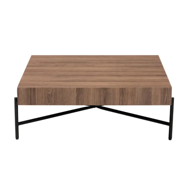Coffee Tables-Kirkland's Home Square Light Wood X Base Coffee Table Brown