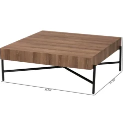 Coffee Tables-Kirkland's Home Square Light Wood X Base Coffee Table Brown