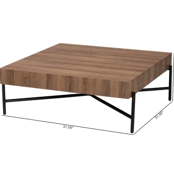 Coffee Tables-Kirkland's Home Square Light Wood X Base Coffee Table Brown