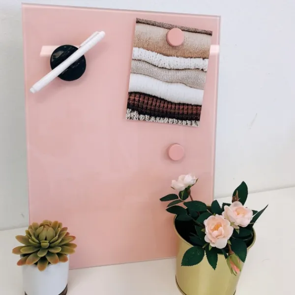 Memo & Chalkboards-Kirkland's Home Square Magnetic Glass Dry Erase Board Pink