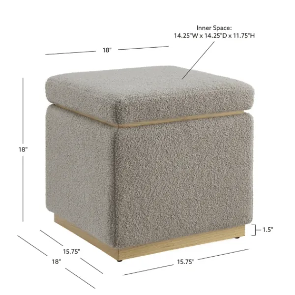 Benches & Ottomans-Kirkland's Home Square Sherpa Upholstered Storage Ottoman Gray
