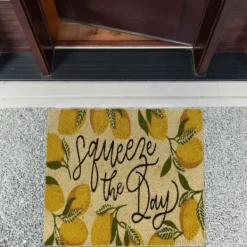 Doormats-Kirkland's Home Squeeze The Day Coir Doormat Tan/Yellow