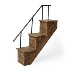Shelves-Kirkland's Home Staircase Wood And Metal Wall Shelf