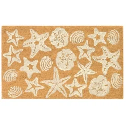 Doormats-Kirkland's Home Starfish And Sand Dollars Coir Doormat Tan/White