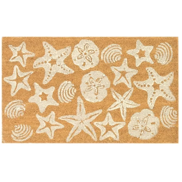 Doormats-Kirkland's Home Starfish And Sand Dollars Coir Doormat Tan/White