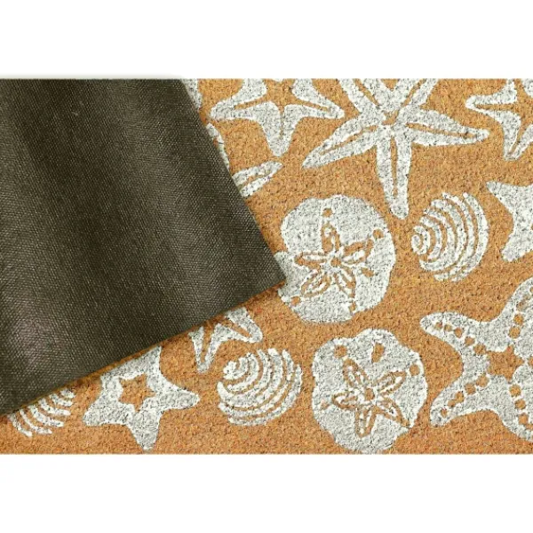 Doormats-Kirkland's Home Starfish And Sand Dollars Coir Doormat Tan/White