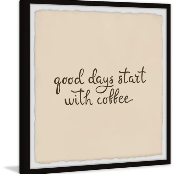 Wall Quotes & Signs-Kirkland's Home Start With Coffee Framed Wall Plaque Tan/Brown
