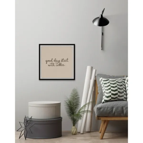 Wall Quotes & Signs-Kirkland's Home Start With Coffee Framed Wall Plaque Tan/Brown