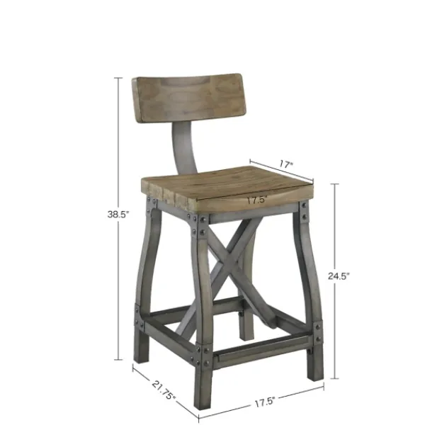 Bar Stools & Counter Height Stools-Kirkland's Home Steel Gray Rounded Back Industrial Counter Stool Brown/Gray