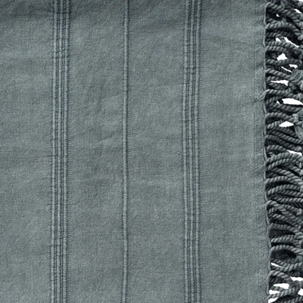 Blankets & Throws-Kirkland's Home Steel Woven Stripes Cotton Throw Gray