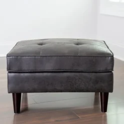 Benches & Ottomans-Kirkland's Home Steele Wyatt Faux Leather Ottoman Gray