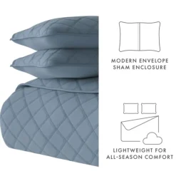Quilts-Kirkland's Home Stitched Diamond 3-Pc. King Quilt Set Blue