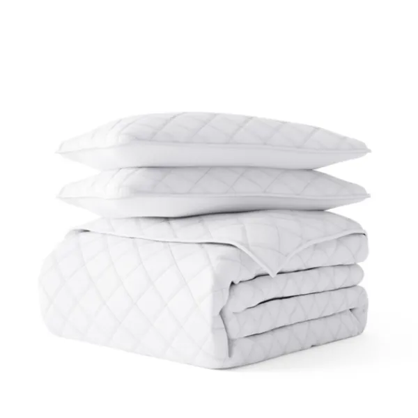 Quilts-Kirkland's Home Stitched Diamond 3-Pc. King Quilt Set White