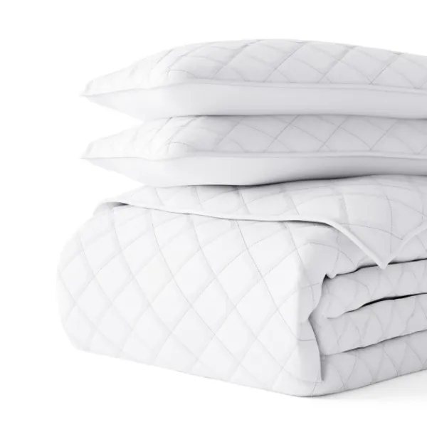 Quilts-Kirkland's Home Stitched Diamond 3-Pc. King Quilt Set White