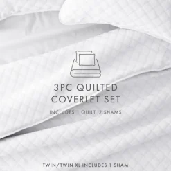 Quilts-Kirkland's Home Stitched Diamond 3-Pc. King Quilt Set White