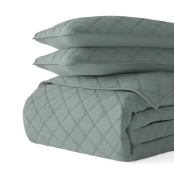 Quilts-Kirkland's Home Stitched Diamond 3-Pc. King Quilt Set Green