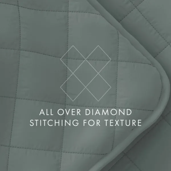 Quilts-Kirkland's Home Stitched Diamond 3-Pc. King Quilt Set Green