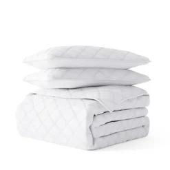 Quilts-Kirkland's Home Stitched Diamond 3-Pc. Queen Quilt Set White
