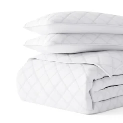 Quilts-Kirkland's Home Stitched Diamond 3-Pc. Queen Quilt Set White