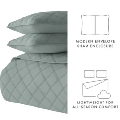 Quilts-Kirkland's Home Stitched Diamond 2-Pc. Twin Quilt Set Green