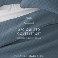 Quilts-Kirkland's Home Stitched Diamond 2-Pc. Twin Quilt Set Blue