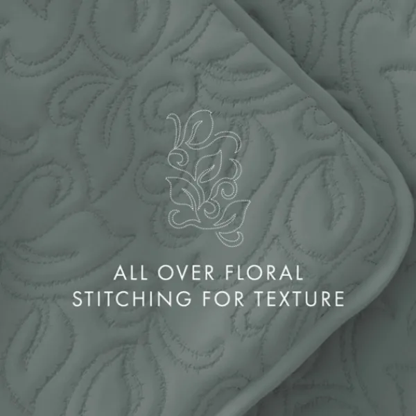 Quilts-Kirkland's Home Stitched Floral 3-Pc. King Quilt Set Green
