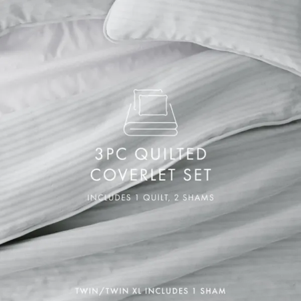 Quilts-Kirkland's Home Stitched Stripes 3-Pc. King Quilt Set Gray
