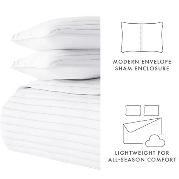 Quilts-Kirkland's Home Stitched Stripes 3-Pc. King Quilt Set White