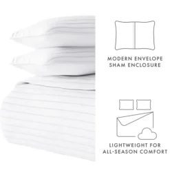 Quilts-Kirkland's Home Stitched Stripes 3-Pc. Queen Quilt Set White
