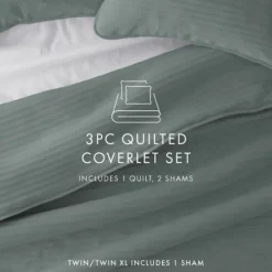 Quilts-Kirkland's Home Stitched Stripes 2-Pc. Twin Quilt Set Green