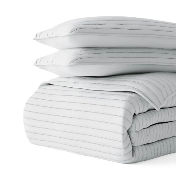 Quilts-Kirkland's Home Stitched Stripes 2-Pc. Twin Quilt Set Gray