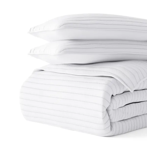 Quilts-Kirkland's Home Stitched Stripes 2-Pc. Twin Quilt Set White