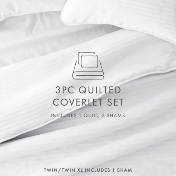 Quilts-Kirkland's Home Stitched Stripes 2-Pc. Twin Quilt Set White