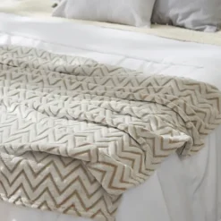 Blankets & Throws-Kirkland's Home Stone Chevron Plush Throw Tan