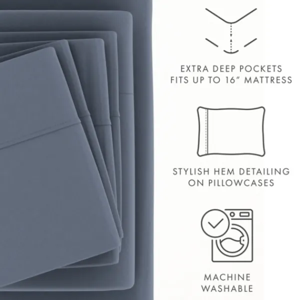 Bed Sheets-Kirkland's Home Stone Ultra Soft 4-Pc. Twin Xl Sheet Set Gray