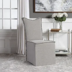 Dining Chairs-Kirkland's Home Stonewash Fringe Slipcover Dining Chairs, Set Of 2 Gray