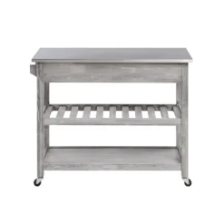 Kitchen Islands & Bar Carts-Kirkland's Home Storm Sonoma Stainless Steel Top Kitchen Cart Gray