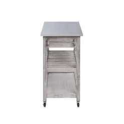 Kitchen Islands & Bar Carts-Kirkland's Home Storm Sonoma Stainless Steel Top Kitchen Cart Gray