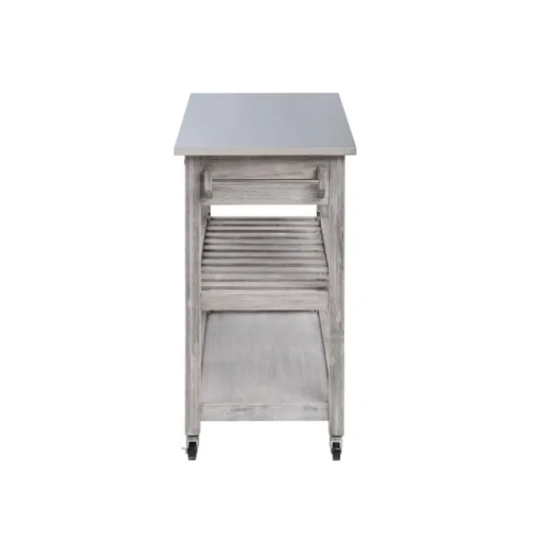 Kitchen Islands & Bar Carts-Kirkland's Home Storm Sonoma Stainless Steel Top Kitchen Cart Gray