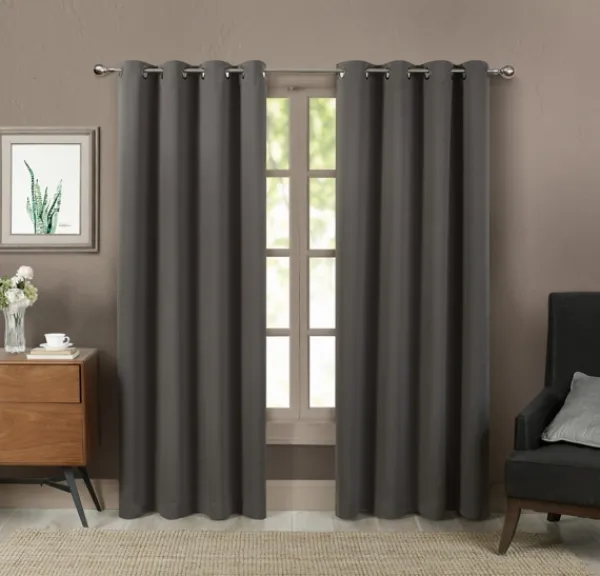 Curtains & Drapes-Kirkland's Home Stormy Blackout Curtain Panel Set, 84 In. Gray
