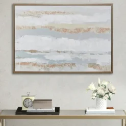 Framed Art-Kirkland's Home Strato Hand Embellished Gold Foil Framed Art Print Gray/White/Gold