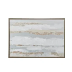 Framed Art-Kirkland's Home Strato Hand Embellished Gold Foil Framed Art Print Gray/White/Gold