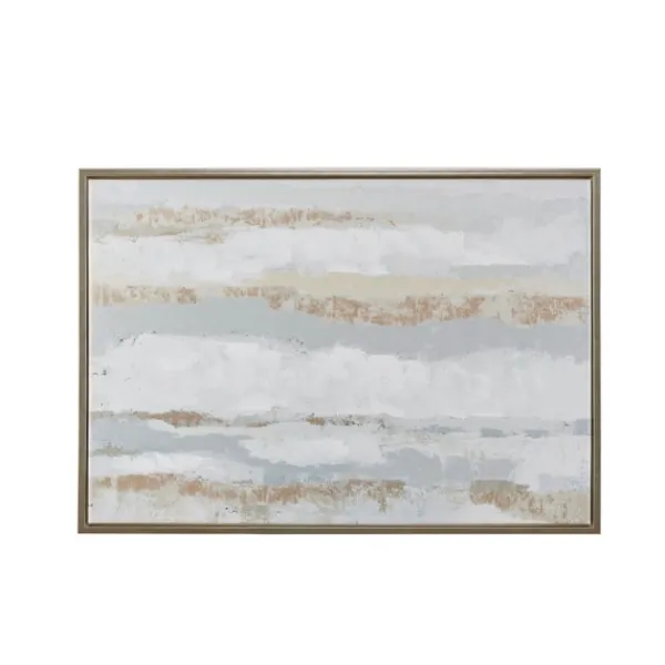 Framed Art-Kirkland's Home Strato Hand Embellished Gold Foil Framed Art Print Gray/White/Gold
