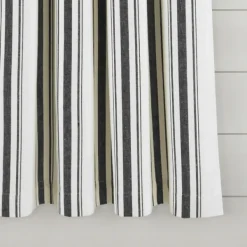 Curtains & Drapes-Kirkland's Home Stripe Farmhouse Curtain Panel Set, 63 In. Black