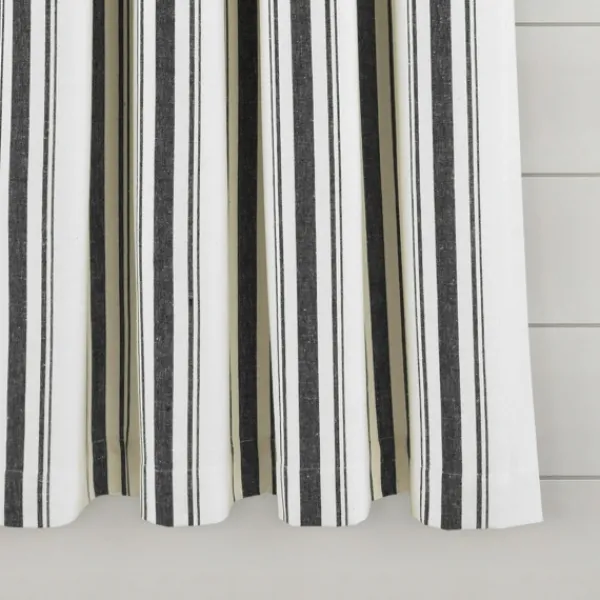Curtains & Drapes-Kirkland's Home Stripe Farmhouse Curtain Panel Set, 63 In. Black