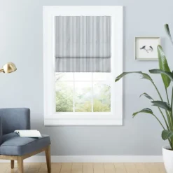 Curtains & Drapes-Kirkland's Home Stripe Ricci Blackout Curtain Shade, 27 In. Gray